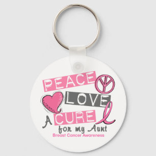 Breast Cancer PEACE, LOVE, A CURE 1 (Aunt) Key Ring