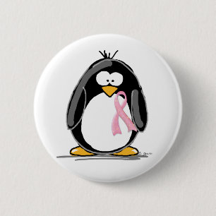 Breast Cancer Penguin 6 Cm Round Badge