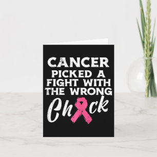 Breast Cancer Picked A Fight Wrong Chick Awareness Card