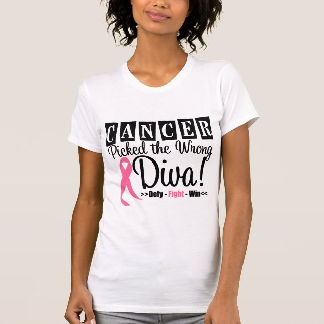 Breast Cancer Picked The Wrong Diva v2 T-Shirt (Front)