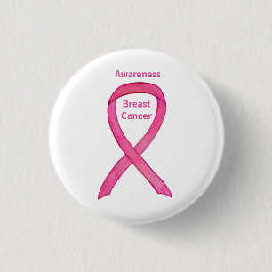 Breast Cancer Pink Awareness Ribbon Art Button