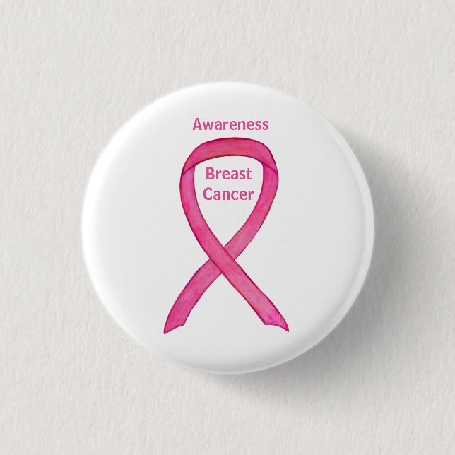 Breast Cancer Pink Awareness Ribbon Art Button (Front)