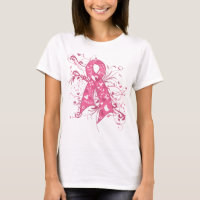 Breast Cancer Pink Floral Ribbon Swirl