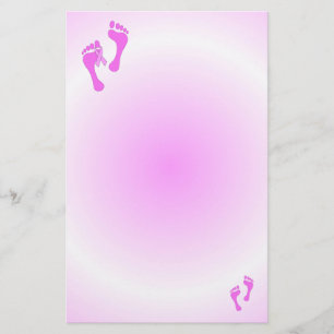 Breast Cancer Pink Foot Prints Stationary Stationery
