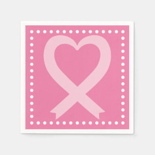 Breast Cancer Pink Heart Ribbon Event Napkin