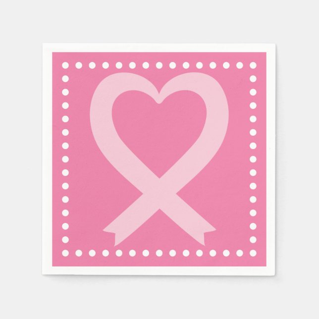 Breast Cancer Pink Heart Ribbon Event Napkin (Front)