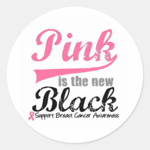 Breast Cancer Pink is The New Black Classic Round Sticker