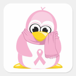 Breast Cancer Pink Penguin Square Sticker