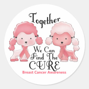 Breast Cancer Pink Poodles Together 2 Classic Round Sticker