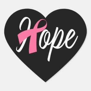 Breast Cancer Pink Ribbon Awareness HOPE Heart Sticker