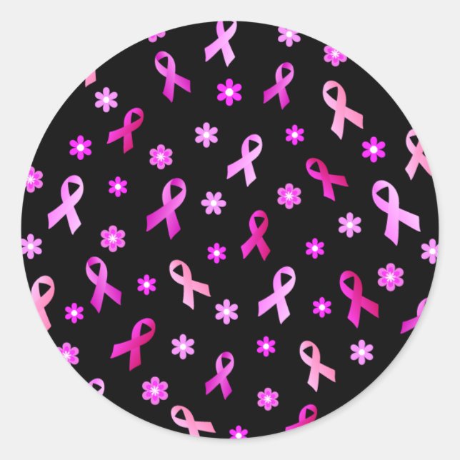 Breast Cancer Pink Ribbon Classic Round Sticker (Front)