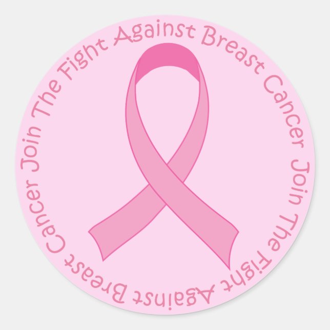 Breast Cancer Pink Ribbon Classic Round Sticker (Front)