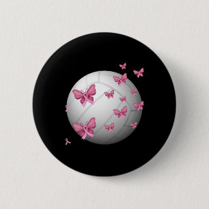 Breast Cancer Pink Ribbon Cute Volleyball Awarenes 6 Cm Round Badge