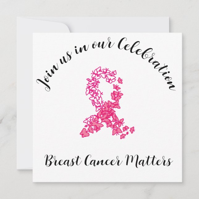 Breast Cancer Pink Ribbon End of Chemo Party Invitation (Front)