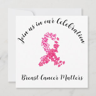Breast Cancer Pink Ribbon End of Chemo Party Invitation