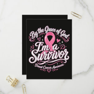 Breast Cancer Pink Ribbon Faith Awareness Invitation Postcard