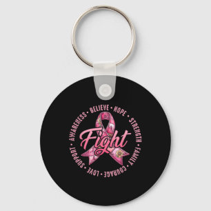 Breast Cancer Pink Ribbon Fight Believe Hope Stren Key Ring
