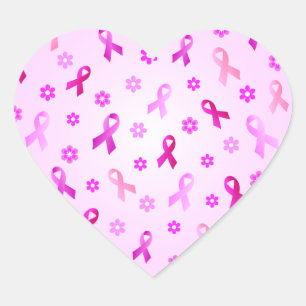 Breast Cancer Pink Ribbon Heart Sticker