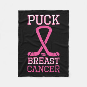 Breast Cancer Pink Ribbon Ice Hockey Cancer Day Fleece Blanket