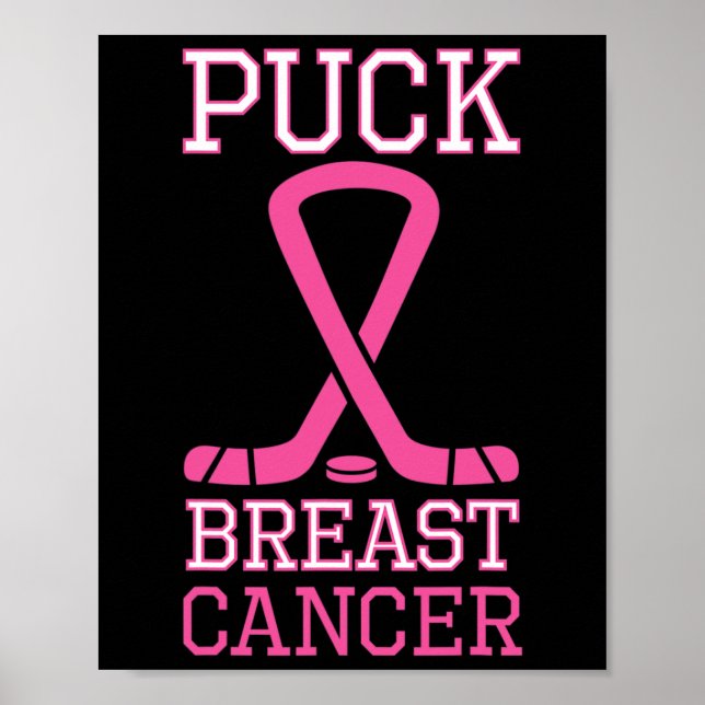 Breast Cancer Pink Ribbon Ice Hockey Cancer Day  Poster (Front)