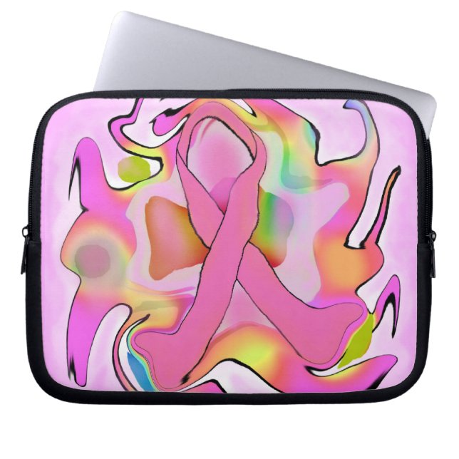 Breast Cancer Pink Ribbon Laptop Sleeve (Front)