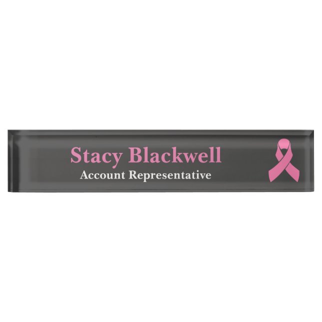 Breast Cancer Pink Ribbon Name Plate (Front)