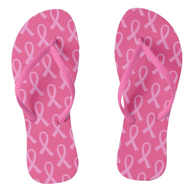 Breast Cancer Pink Ribbon Pattern Thongs (Footbed)