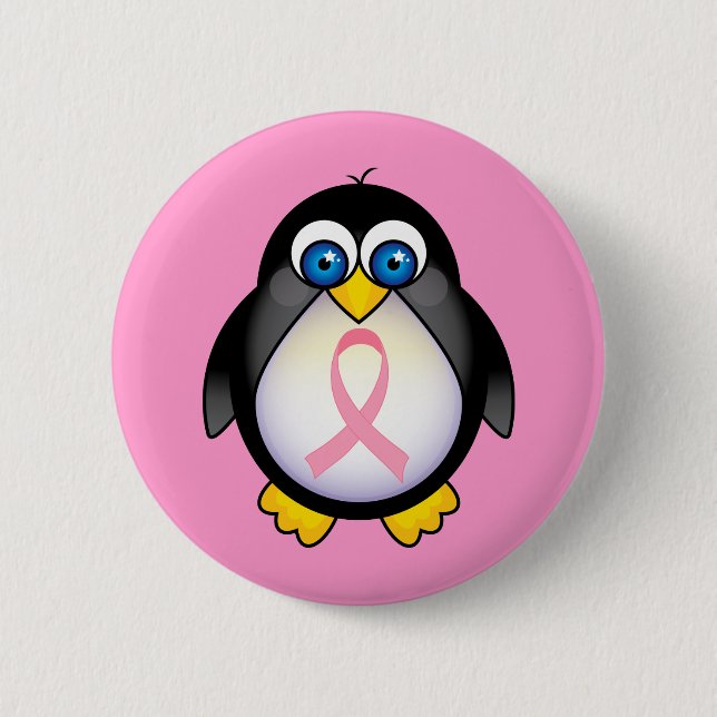 Breast Cancer Pink Ribbon Penguin Gift 6 Cm Round Badge (Front)