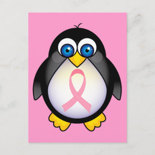 Breast Cancer Pink Ribbon Penguin Gift Postcard