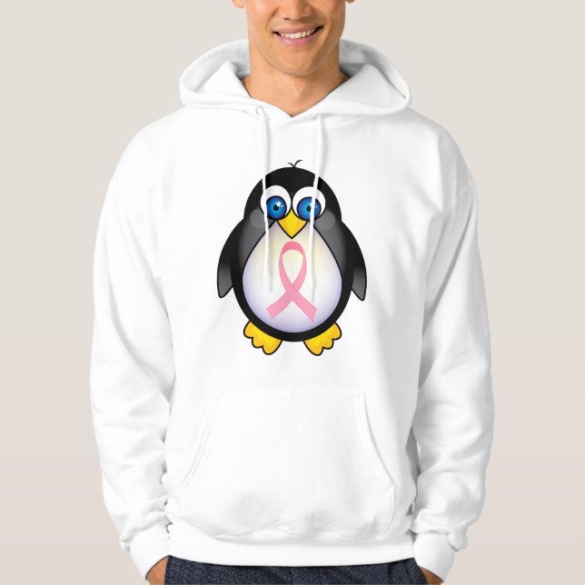 Breast Cancer Pink Ribbon Penguin Hoodie Gift (Front)