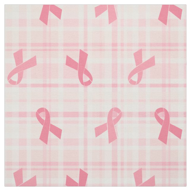 Breast Cancer Pink Ribbon Plaid Pattern Fabric (Swatch)