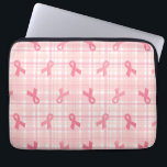 Breast Cancer Pink Ribbon Plaid Pattern Laptop Sleeve<br><div class="desc">Pink ribbons on a pastel plaid pattern for breast cancer awareness. This pretty design is customisable on all kinds of electronic cases. Change the size of the pattern to your preference and add a name, special message, monogram or any text. This custom case would make a lovely gift to help...</div>