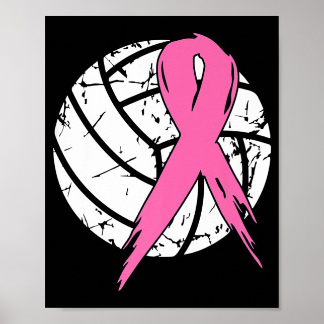 Breast Cancer Pink Ribbon Volleyball Awareness Cos Poster (Front)