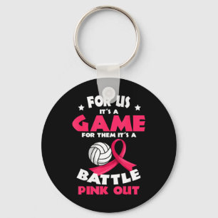 Breast Cancer Pink Ribbon Volleyll Awareness Costu Key Ring