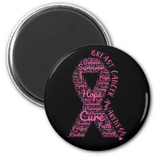Breast Cancer Pink Ribbon With Positive Words Magnet