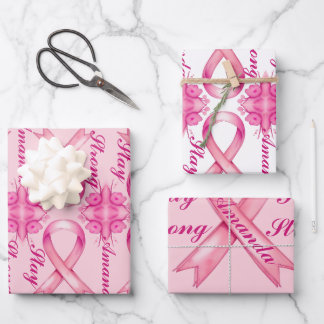Breast Cancer Pink Ribbon Wrapping Paper Sheet