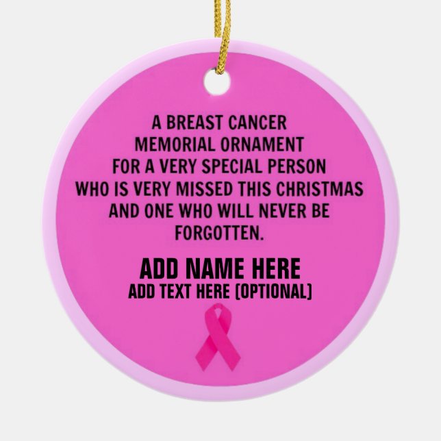 Breast Cancer Poem Memorial Ceramic Ornament (Front)