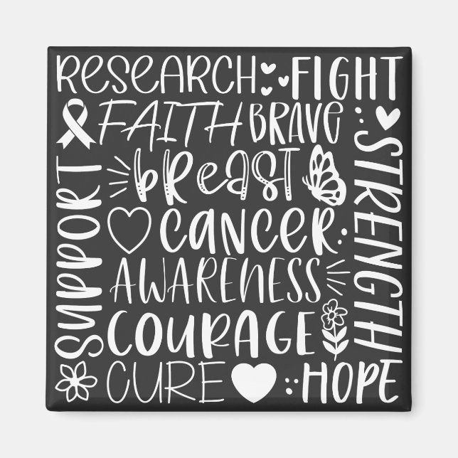 Breast Cancer Research and Fight in White Magnet (Front)