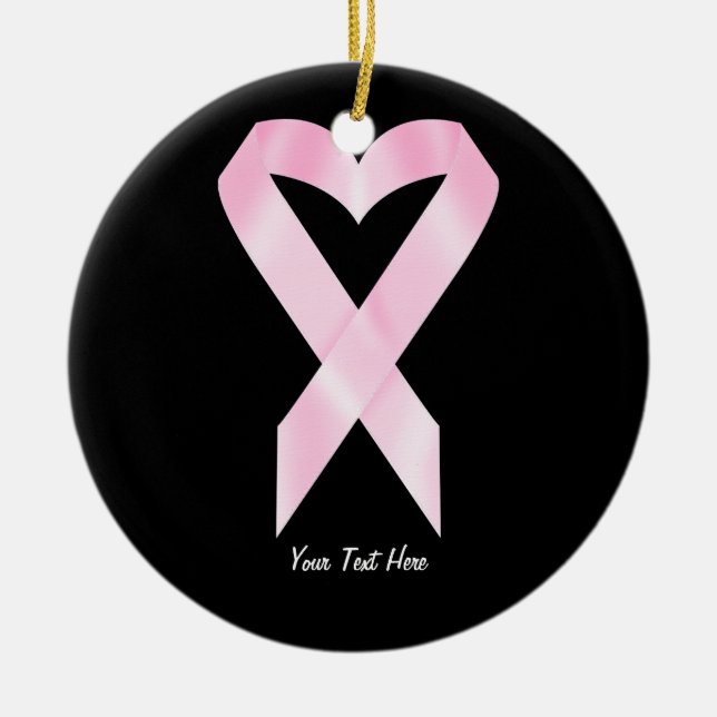 Breast Cancer Ribbon (customisable) Ceramic Ornament (Front)