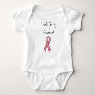 breast cancer ribbon, I "walk" for my Grandma! Baby Bodysuit