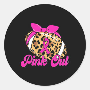 Breast Cancer Ribbon Pink Out Footll Pink Ribbon L Classic Round Sticker