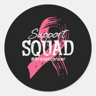 Breast Cancer Ribbon Support Squad Awareness Men W Classic Round Sticker