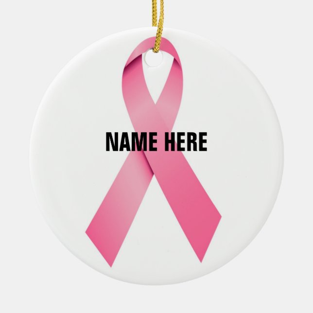 Breast Cancer Ribbon Tribute Ceramic Tree Decoration (Front)
