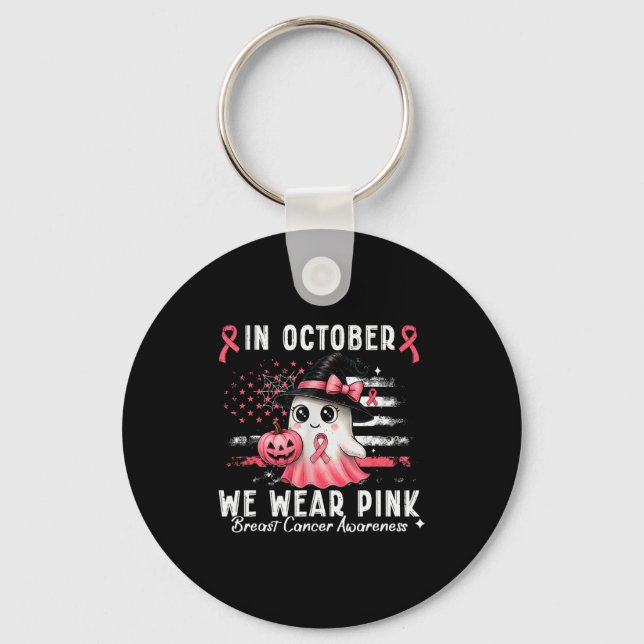 Breast Cancer Shirt For Women In October We Wear N Key Ring (Front)