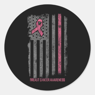 Breast Cancer Shirts American Flag Breast Cancer A Classic Round Sticker