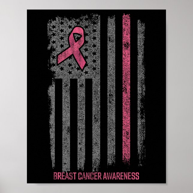 Breast Cancer Shirts American Flag Breast Cancer A Poster (Front)