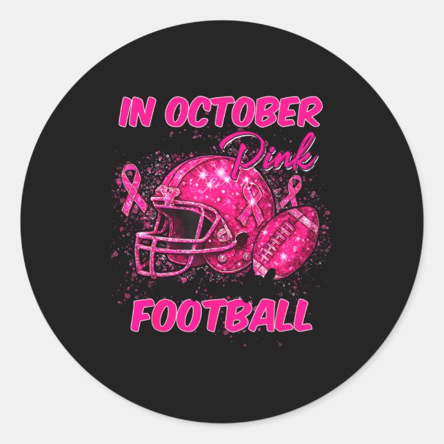 Breast Cancer Shirts Women In October We Wear Nk F Classic Round Sticker (Front)