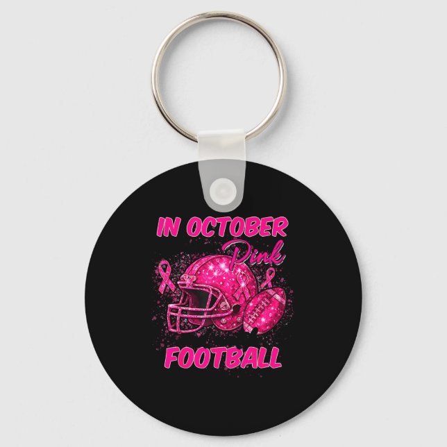 Breast Cancer Shirts Women In October We Wear Nk F Key Ring (Front)