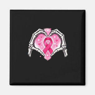 Breast Cancer Skeleton Hand Heart Sign Ribbon Awar Magnet
