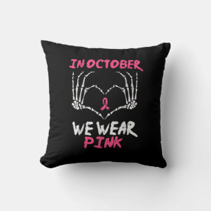Breast Cancer Skeleton Hand Heart We Wear Women Cushion